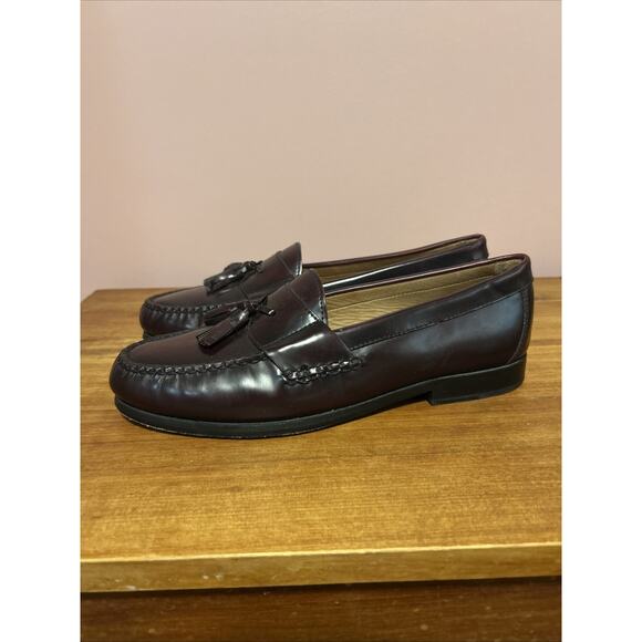 Johnston & Murphy Hayes Tassle Loafer Burgundy Sheepskin Men’s Dress Shoes 9 main image 2